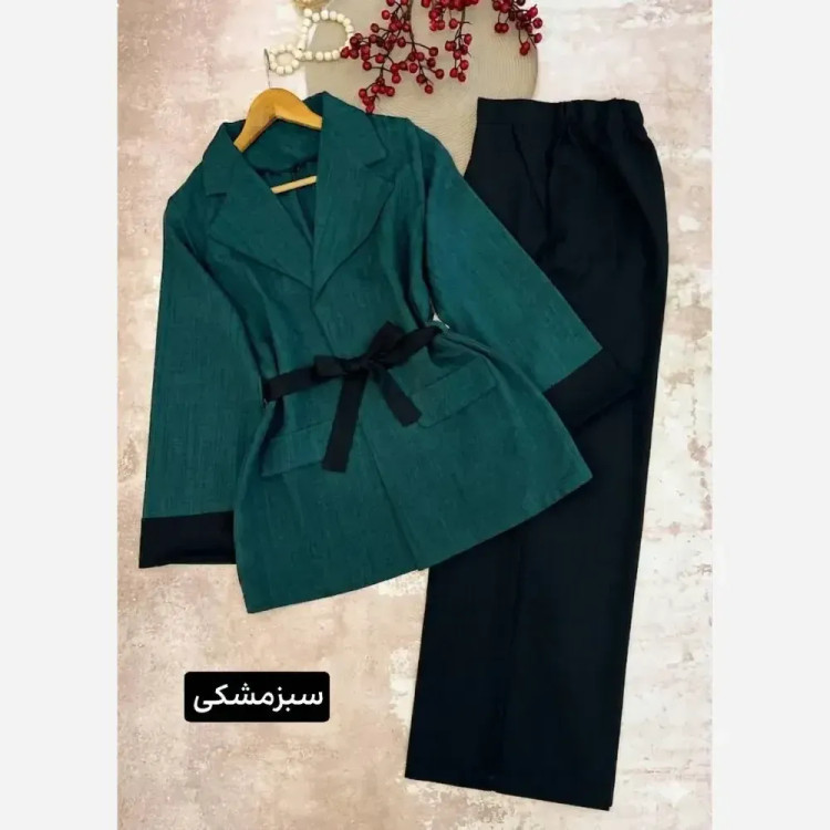 کت و شلوار زنانه مزونی مدل صوفیا ژاکارد سایز بزرگ 38 تا 50