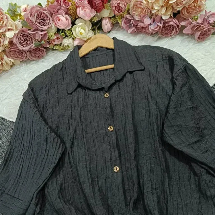 شومیز گره ای زنانه جنس آیوا کریستال رنگ مشکی فری سایز