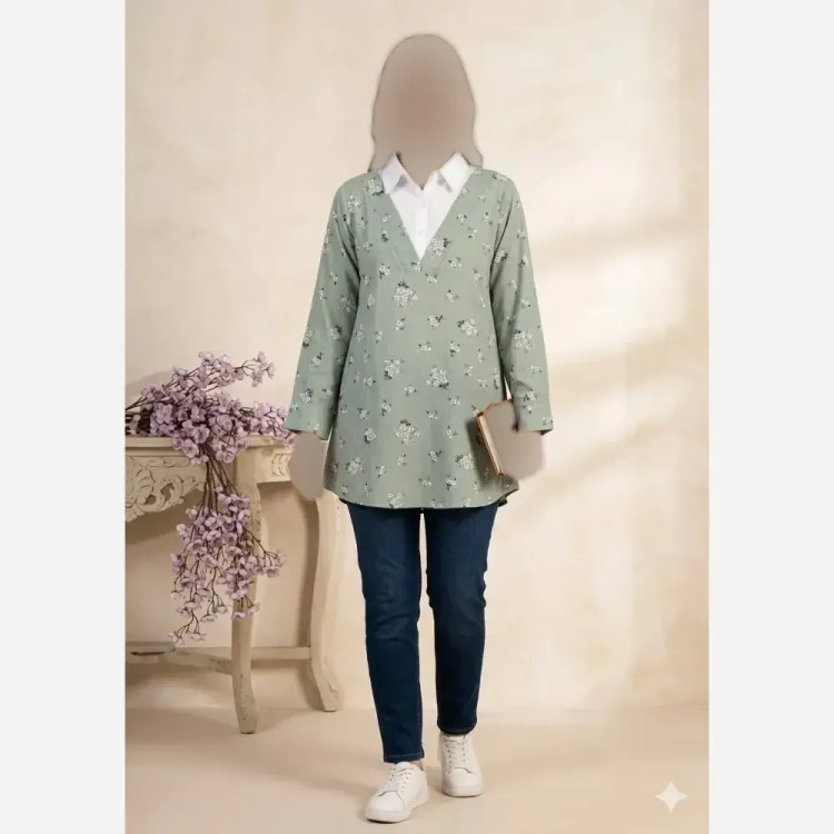 شومیز زنانه یقه سفید جنس لاریس در رنگبندی متنوع سایز 3 و 4