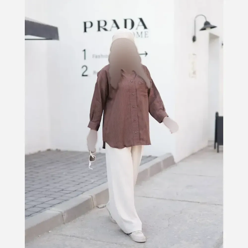 شومیز زنانه یقه شکاری مدل پریا پارچه پری سایزبندی 40 تا 50