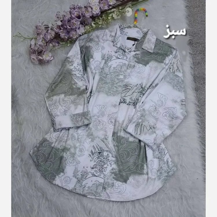شومیز مانتو کیمونو مچ پاکتی جنس لاریس طرح ابر و بادی