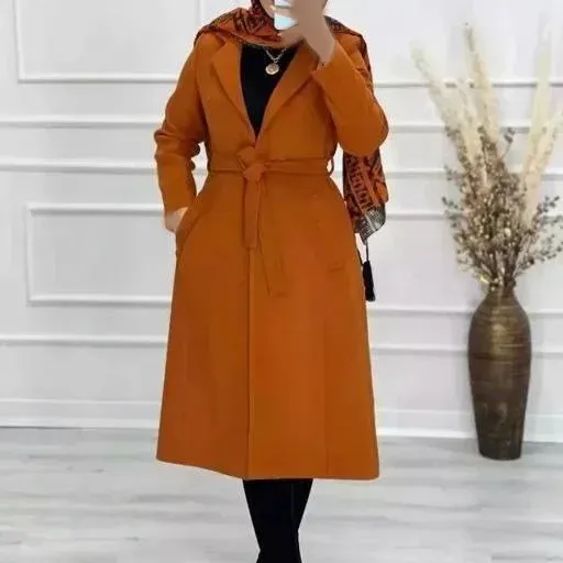 پالتو زنانه فوتر دوروکوبیده آستردار رنگ کرم روشن سایز 44 قد 110