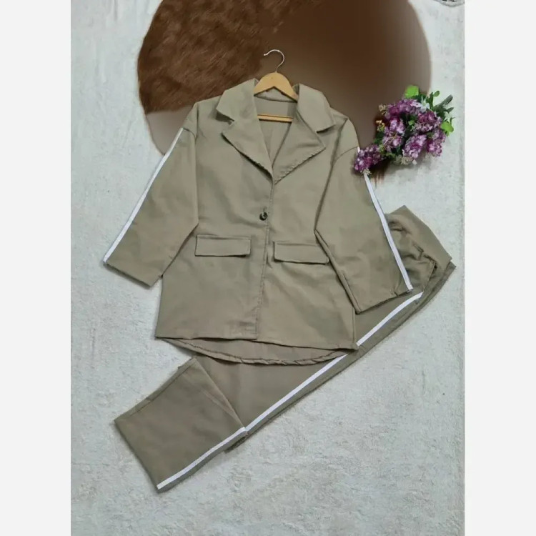 ست کت و شلوار اسپرت زنانه جنس کتان کش اعلا سایز 38 تا 46