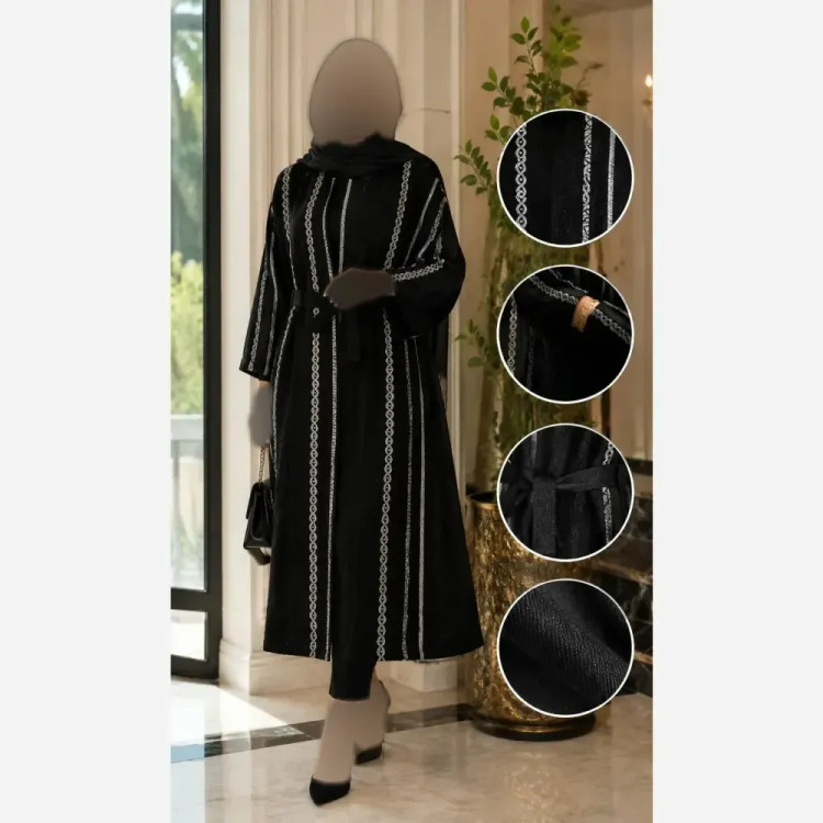 مانتو زنانه کریشه ژاکارد مشکی سایز 38 تا 48