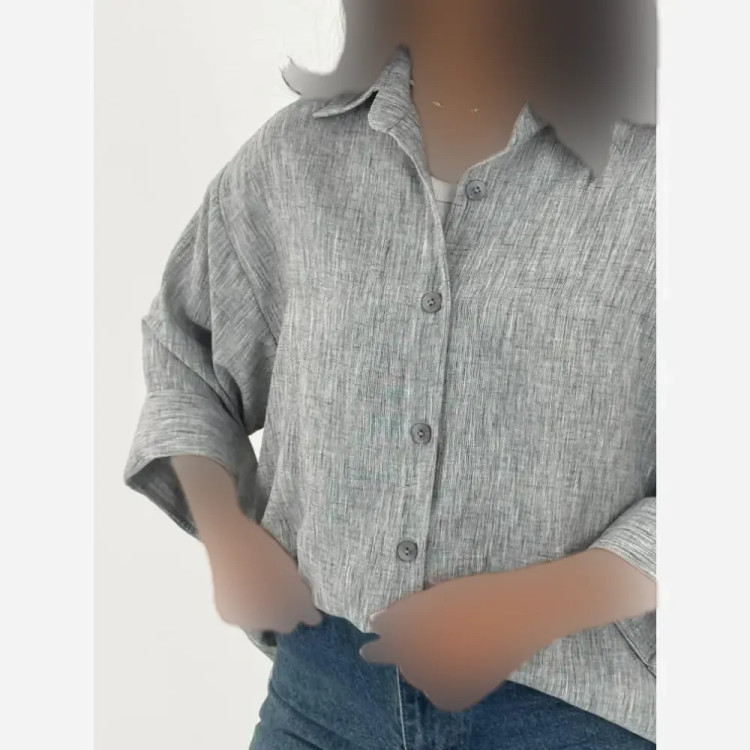 شومیز زنانه دکمه چوبی جنس شانتو اسلپ خنک سایز بزرگ