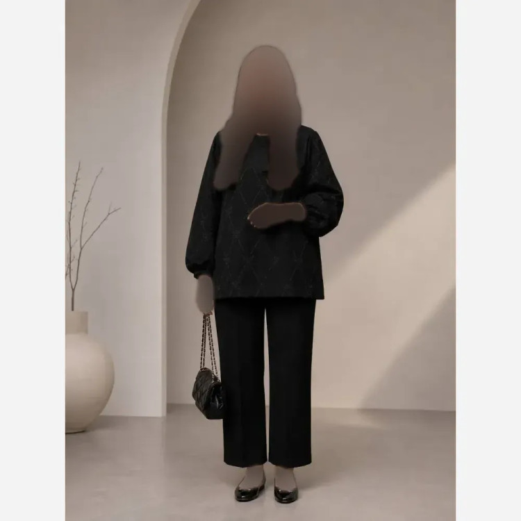 مانتو زنانه مدل نگار جنس ژاکارد نخپنبه فری سایز مناسب محرم و مجلسی