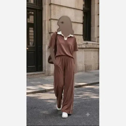 ست تیشرت و شلوار زنانه تابستانی جنس اوشو فری سایز