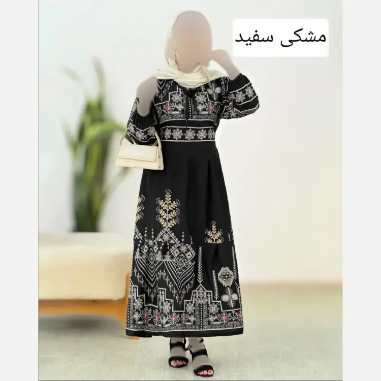 پیراهن ساحلی زنانه چاپی جنس بوگاتی فری سایز تا 46 کمربند دار