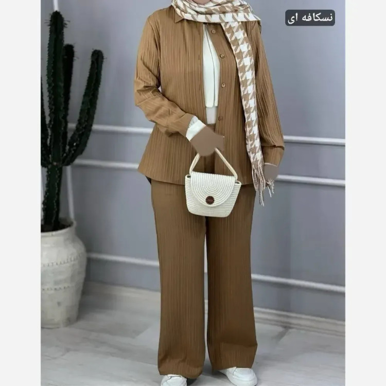 ست شومیز و شلوار زنانه جنس ایوا کراش درجه یک فری سایز 38 تا 46
