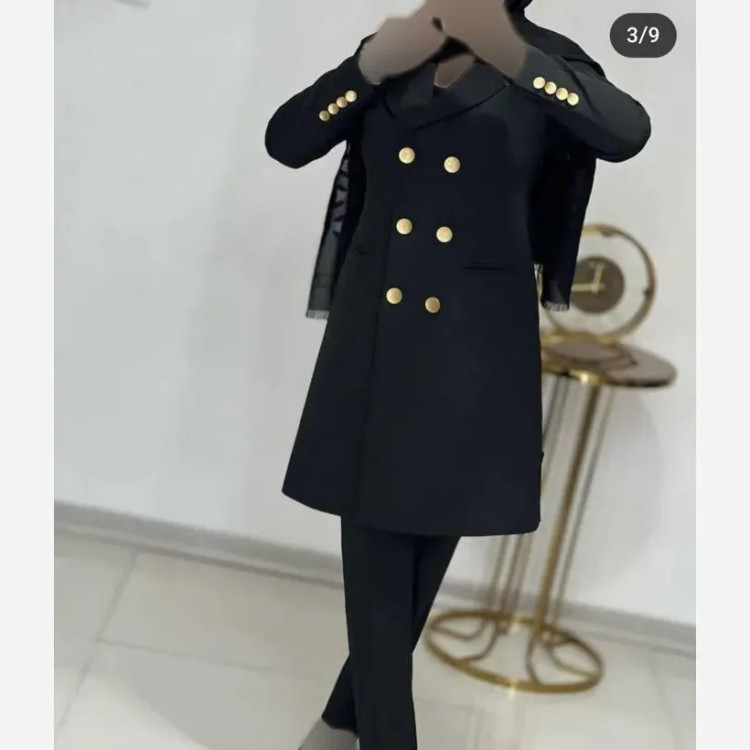 ست مانتو شلوار آرنیکا مازراتی نخ توئیست اعلا مشکی سرمهای سایز 38 تا 52