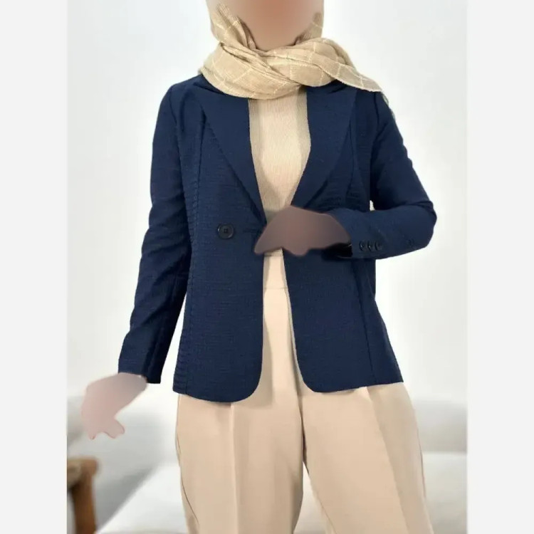 کت زنانه حصیری مدل آنجل فری سایز رنگ کرم و سرمهای