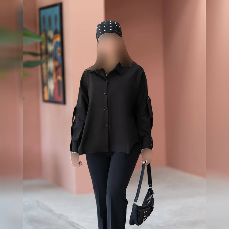 شومیز مانتویی سایز بزرگ دورسینه 150 مناسب تا سایز 56
