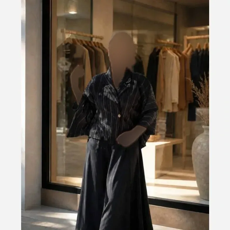 ست لاکچری و ترند دلوین شنل ژاکارد برجسته ترک و دامن شلواری صوفیا فری سایز 40 تا 48