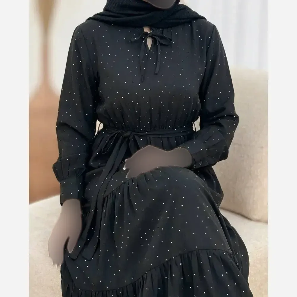 پیراهن ساحلی زنانه مدل برفین جنس بوگاتی مشکی سایز فری 38 تا 46 قد 135 سانت