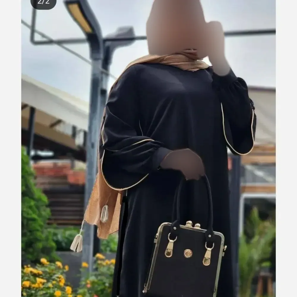 عبای ستاره زنانه مشکی الیزه قد 140 آستین 60 سایز 38 تا 50