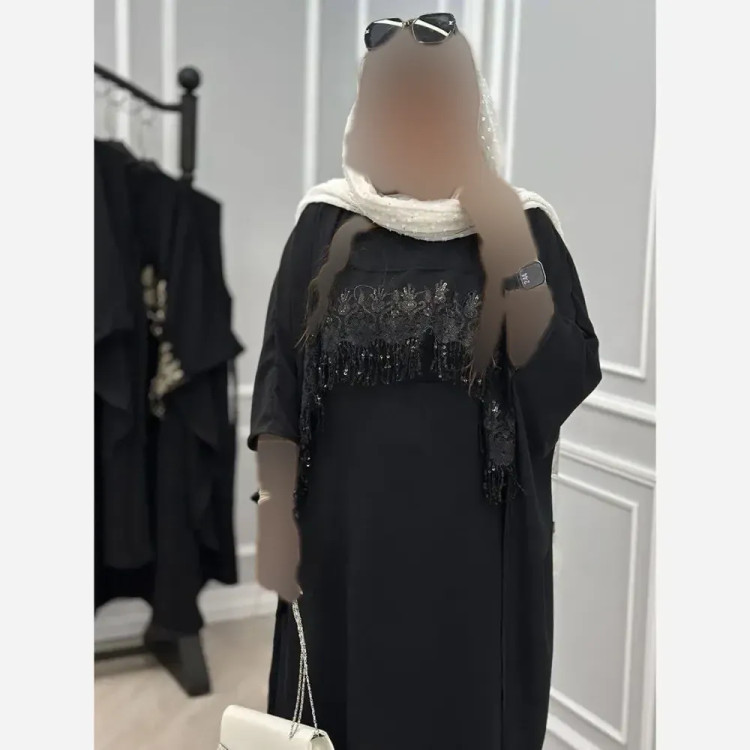 سارافون و رویه زنانه ابروبادی مشکی خرج کار گیپور پولک دوزی فری سایز