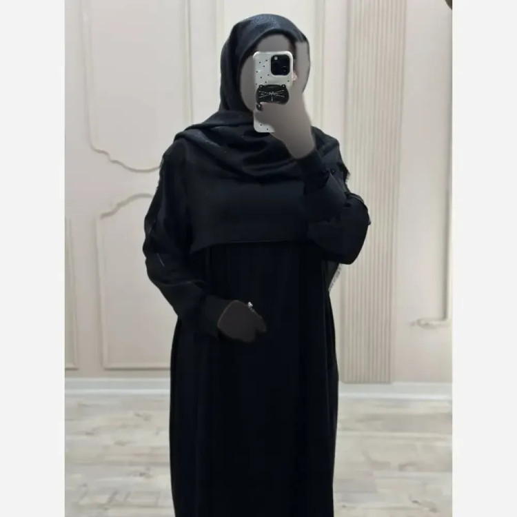 مانتو عبایی جیب دار مدل نفیسه جنس کرپ ندا اماراتی سایز 38 تا 54