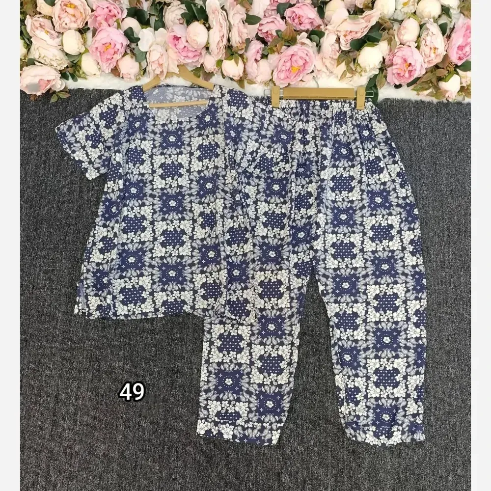 ست لباس راحتی زنانه نخی وارداتی فری سایز با کیفیت عالی