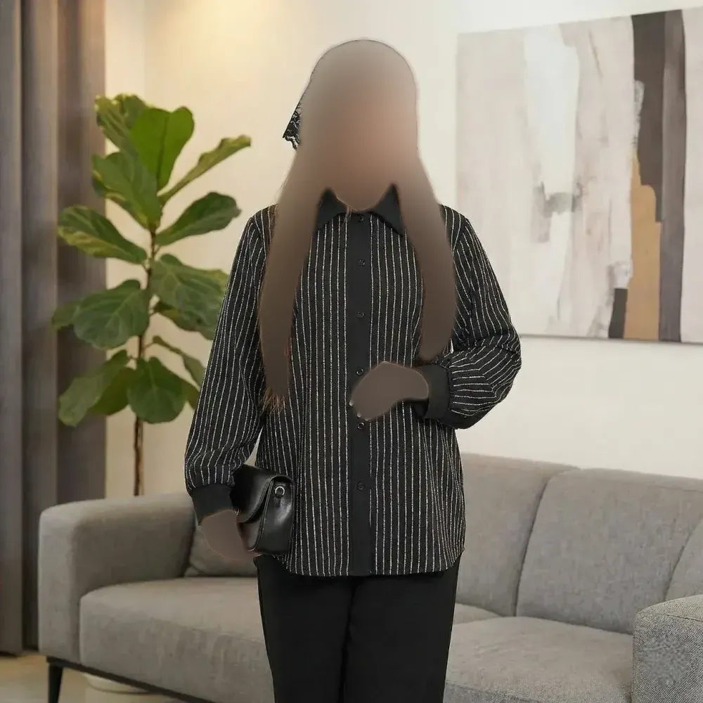 شومیز زنانه مدل سحرناز جنس کرپ الیزه نگیندار دکمهدار سایز 38 تا 60 (3)