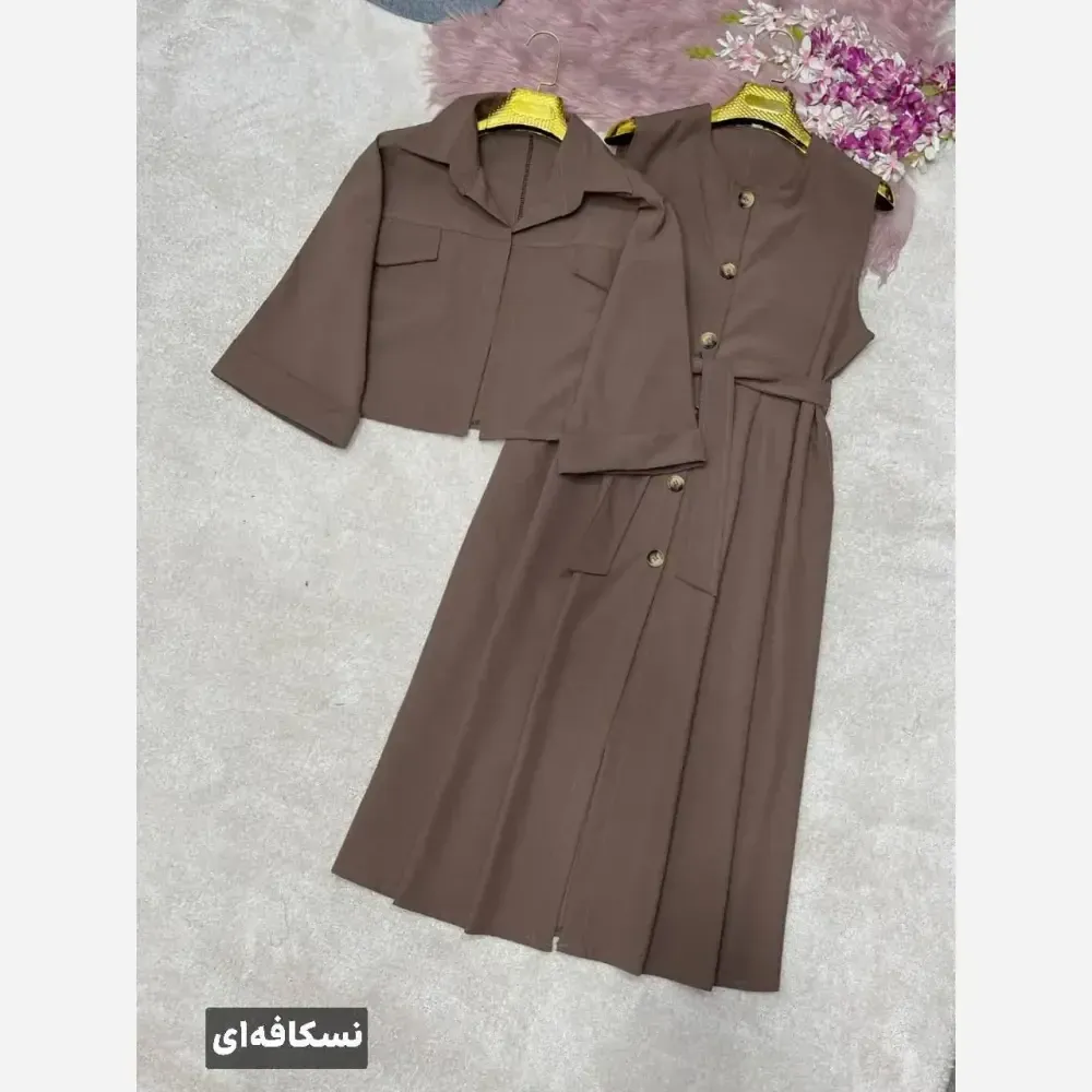 ست دوتیکه زنانه مدل خاتون جنس لنین فری سایز 38 تا 46
