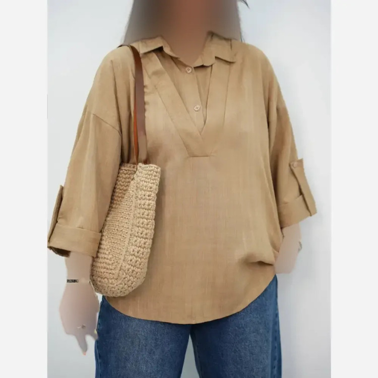 شومیز گره ای ساحل جنس کرپ بوگاتی فری سایز 38 تا 48