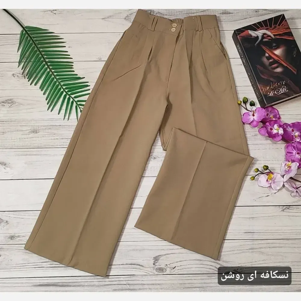 شلوار واید لگ زنانه جنس کرپ دابل گرم بالا سایز 38 تا 48