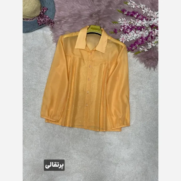شومیز زنانه نگینی مدل مهتا جنس شیشه ای فری سایز 38 تا 46