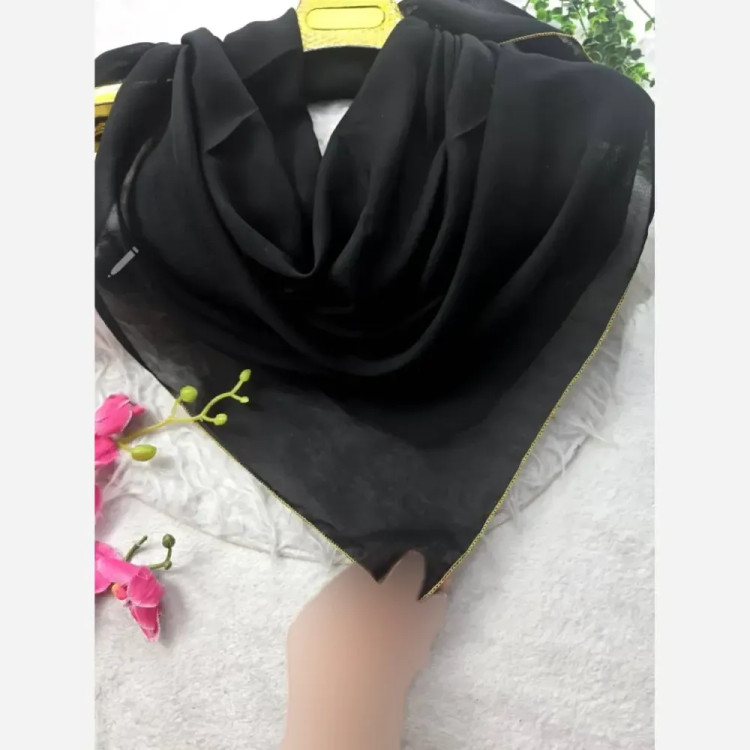 روسری کرپ حریر دور دوزی ابعاد 100 در 100 سانتیمتر