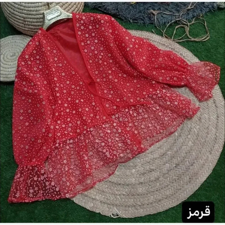 مانتو عروسکی زنانه تور اکلیلی آستردار فری سایز