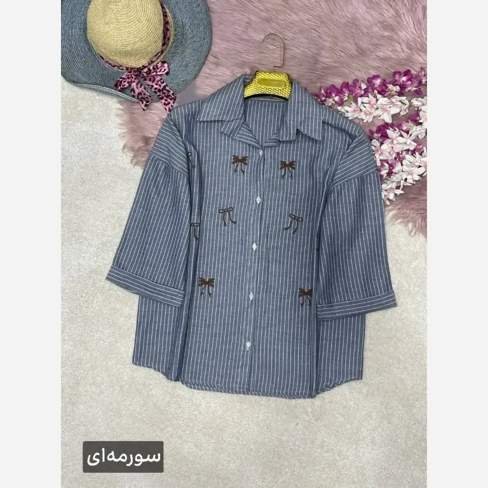 شومیز محرمی زنانه طرح بابونه جنس پری شیشهای رنگ مشکی فری سایز 38 تا 46
