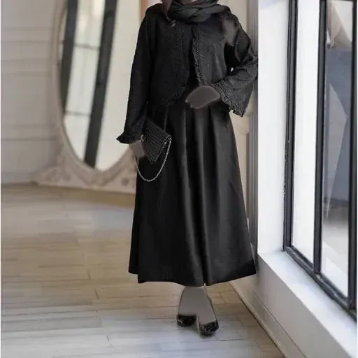 ست محرمی زنانه جنس کسمه درجه یک فری سایز مشکی