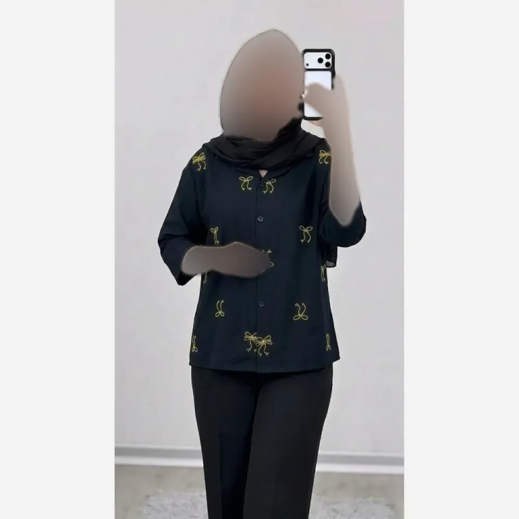 شومیز مجلسی زنانه نگین دار جنس بزایاق فری سایز (2)