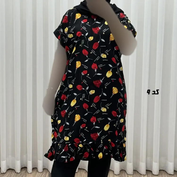 پیراهن کوتاه زنانه نخی فری سایز مناسب تا سایز 46