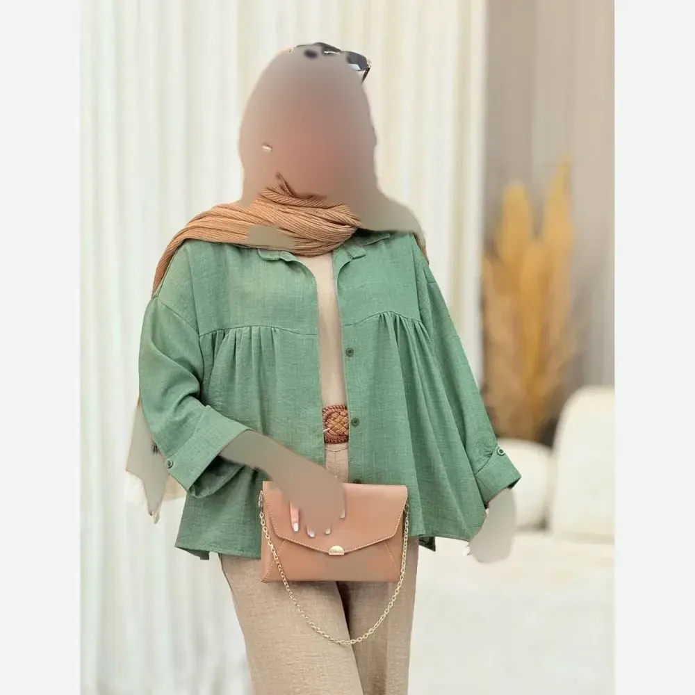 شومیز زنانه جلو چین جنس شانتون ژاکارد سایز بزرگ فری سایز 38 تا 50