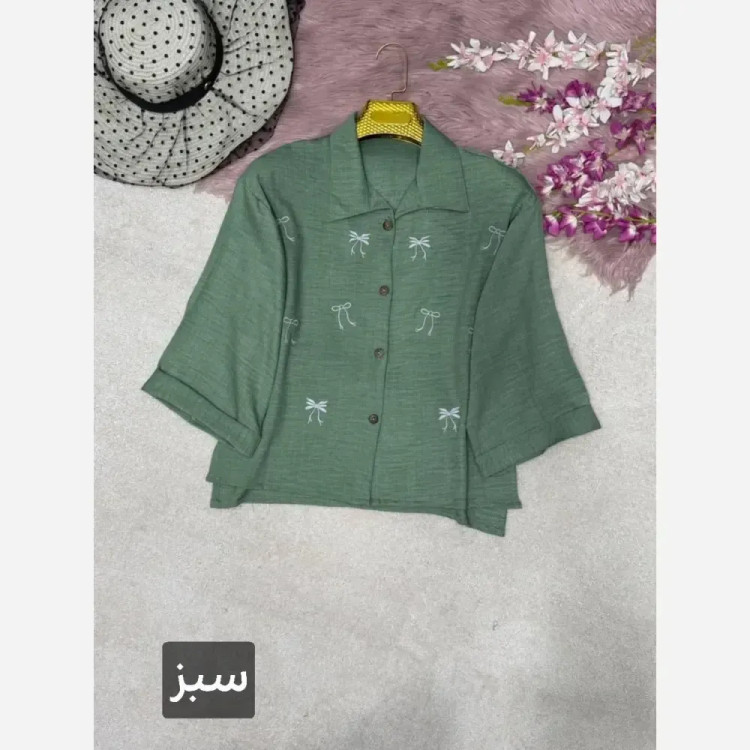 شومیز زنانه مدل میرا جنس شانتون گلدوزی شده فری سایز 38 تا 46