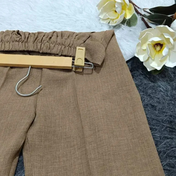 شلوار مام استایل زنانه جنس شانتون درجه یک رنگ نسکافه ای و سورمه ای سایز 40 تا 46