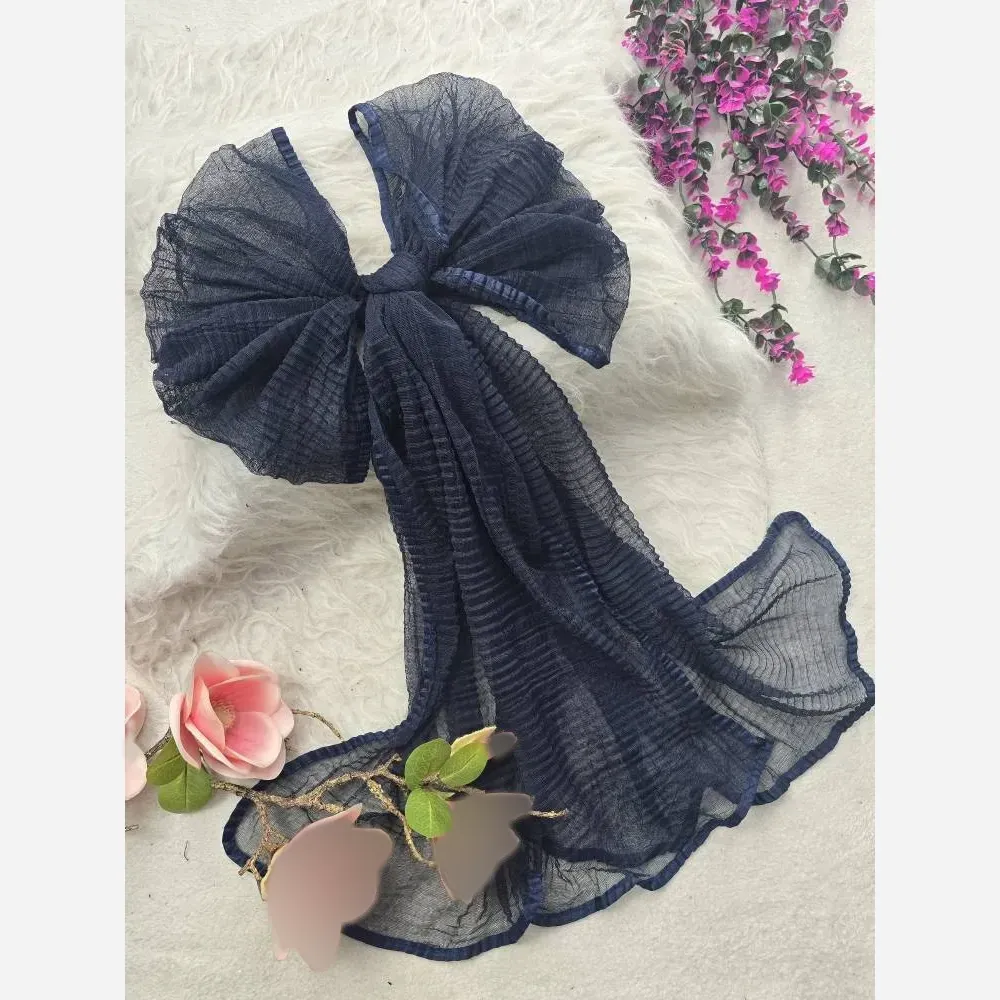 شال پلیسه تور ریز بافت دور گان دوزی مجلسی و اسپرت ابعاد 68 در 180