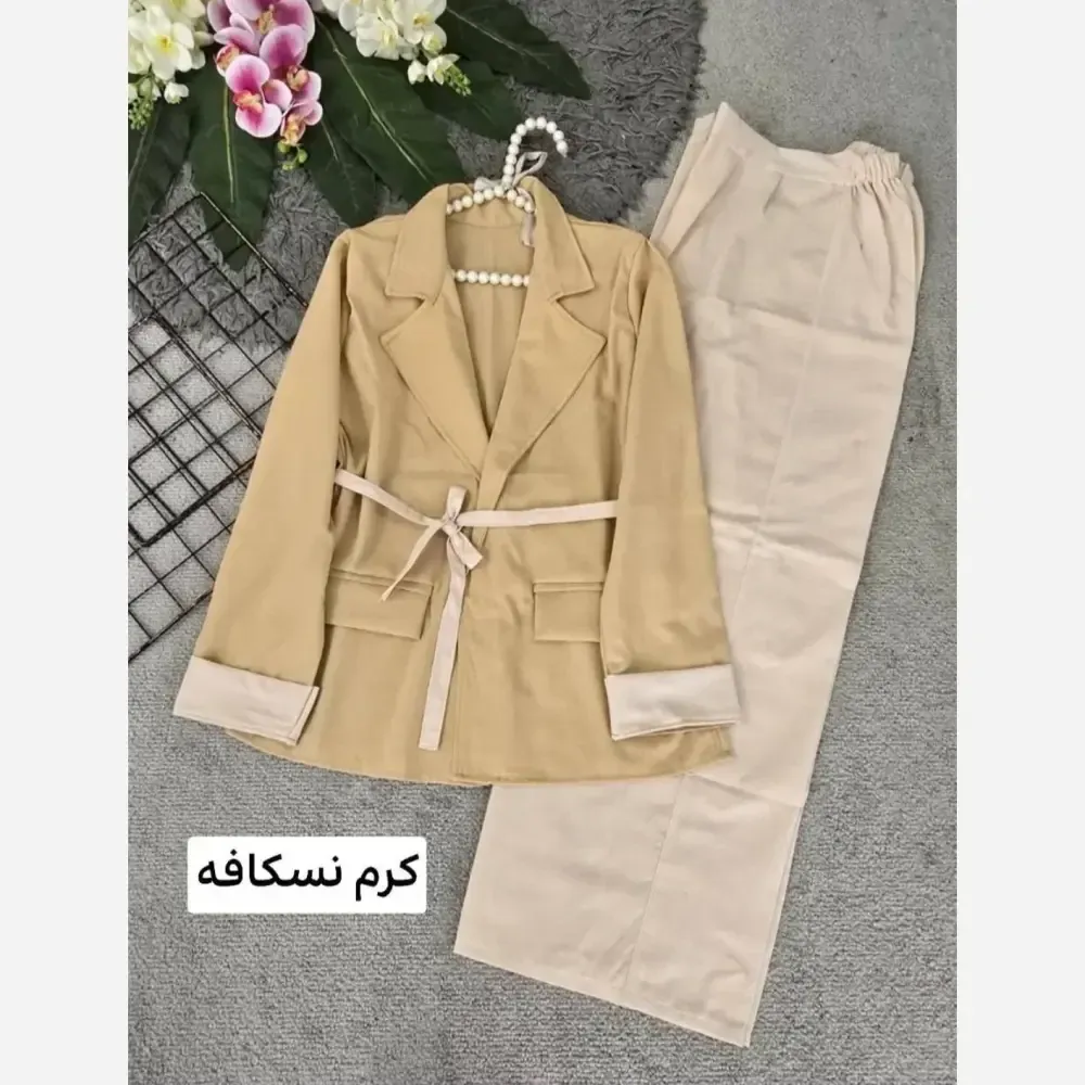 کت شلوار زنانه لنین نچرال مدل مهدیس فری سایز 36 تا 46
