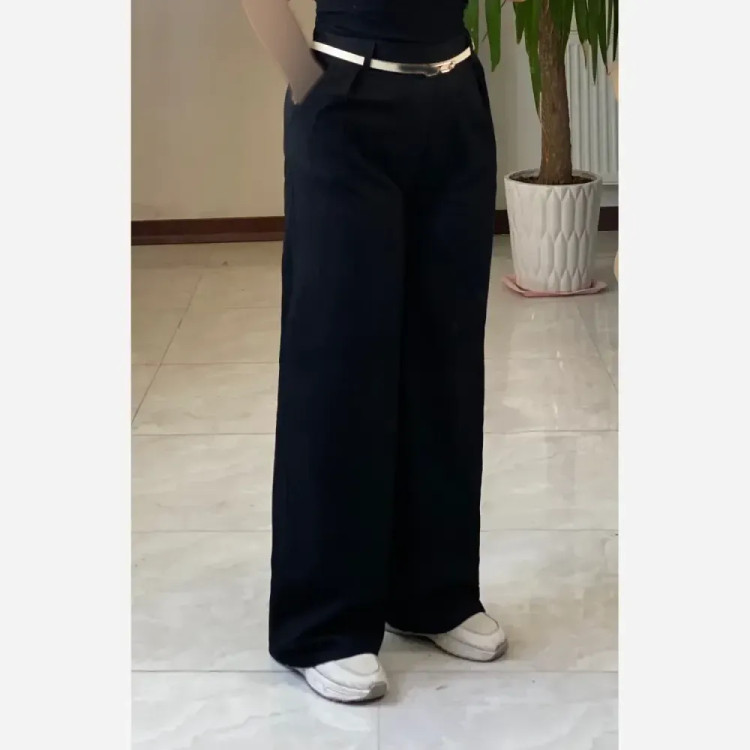 شلوار بگ زنانه جنس تنسل میله ای خنک و سبک در 4 رنگ متنوع سایز 44 تا 50
