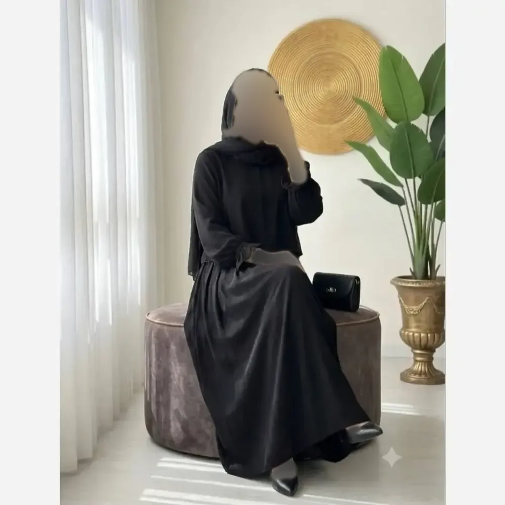 عبا دوتیکه مروارید دوزی شده زنانه جنس الیزه فری سایز مناسب 38 تا 50