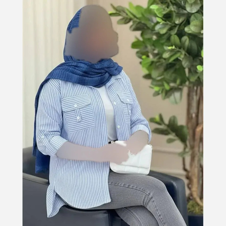 شومیز زنانه نخی راه راه مدل جیب صلیبی فری سایز 36 تا 46