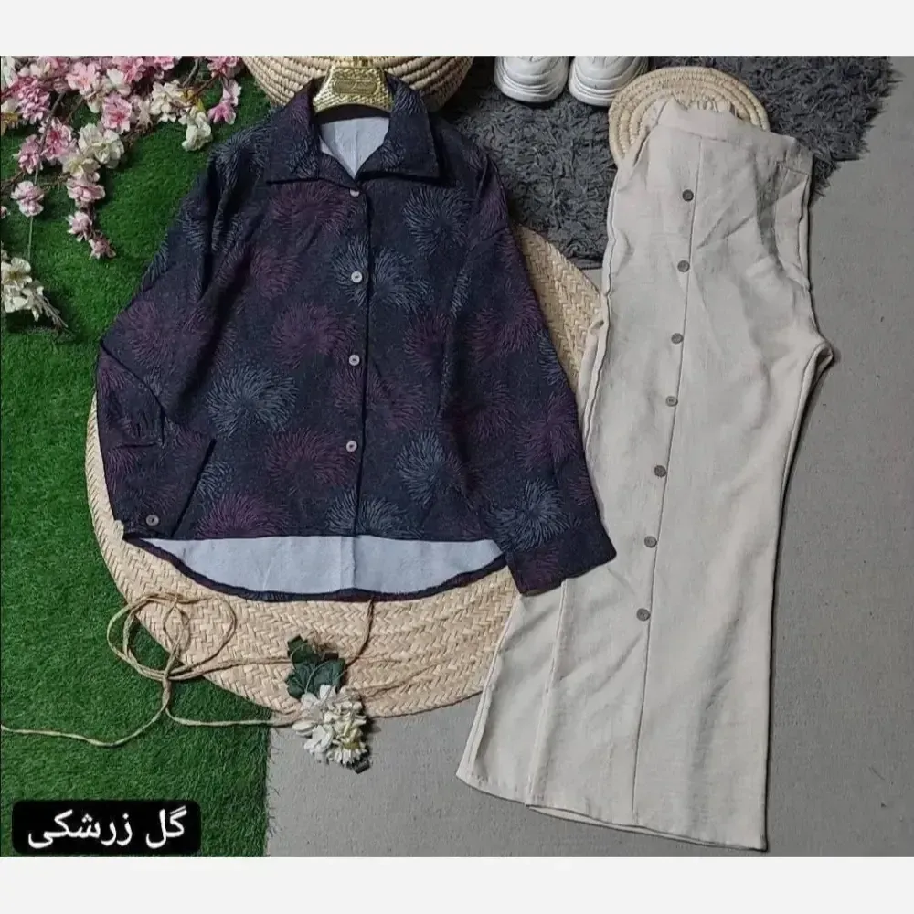 ست شومیز و شلوار بگ زنانه مدل صوفیا جنس اسکاچی فری سایز 38 تا 46