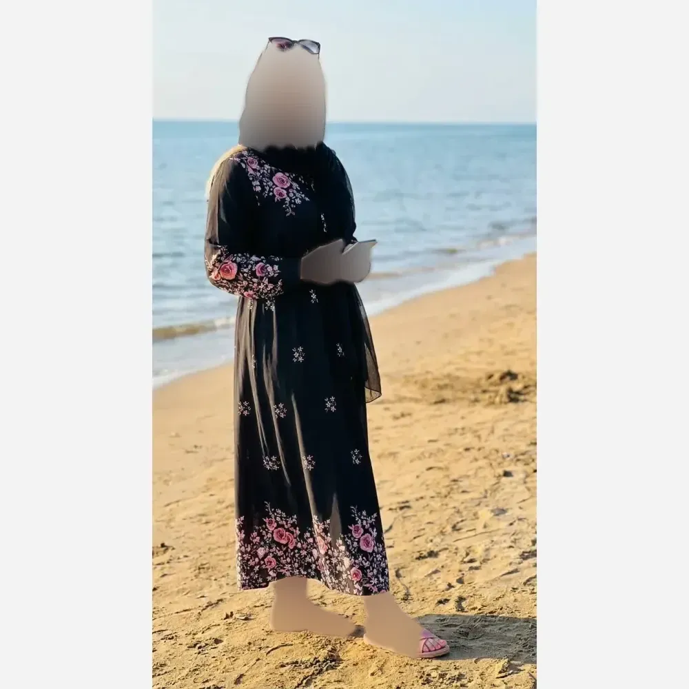 پیراهن زنانه یقه چین گلشیفته جنس سوپرسافت فری سایز بلند کلوش