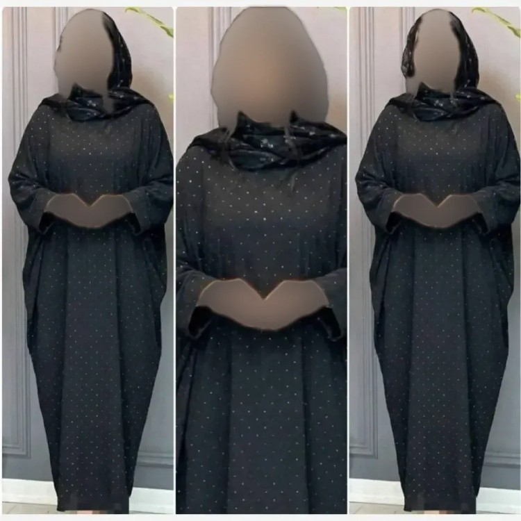 عبای زنانه نگیندار مدل الیزه فری سایز رنگ مشکی