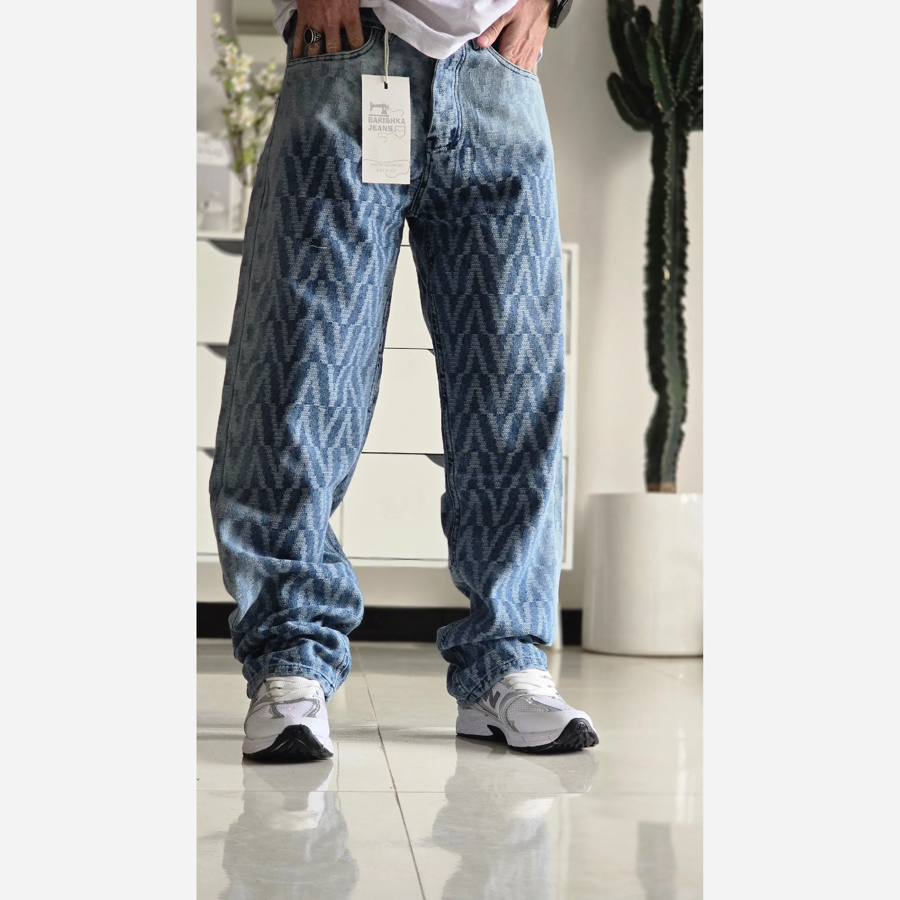 شلوار بگ مردانه پارچه وارداتی رنگ شست کثیف سایز 42 تا 50