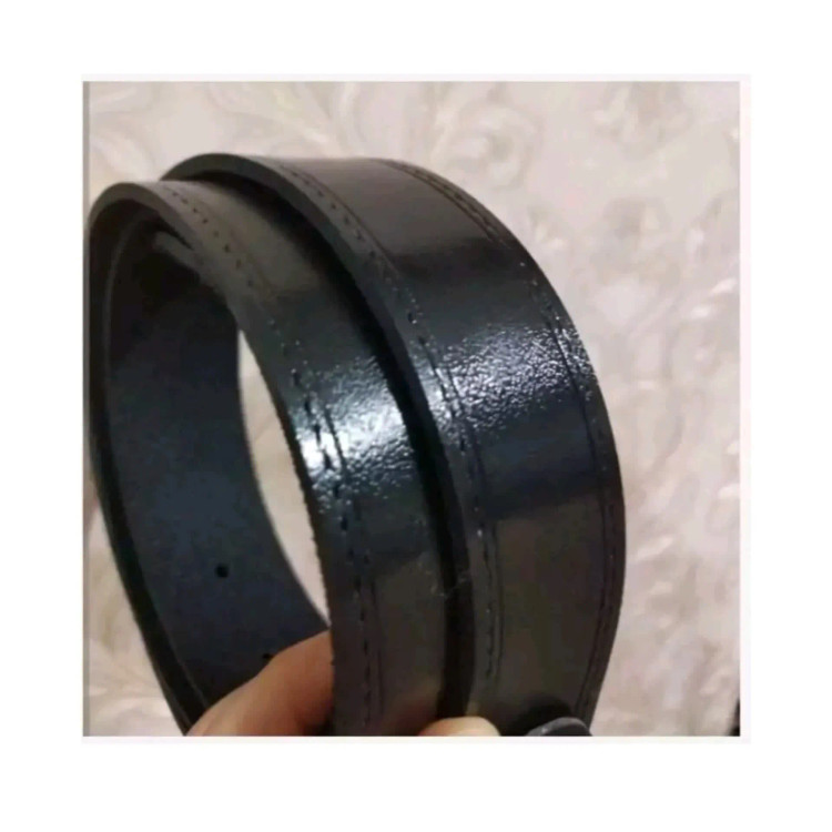 کمربند چرم صنعتی مشکی پهنا 3/5 طول 125 با سگک آبکاری شده