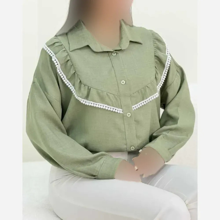 شومیز یقه چین زنانه جنس صوفیا فری سایز 38 تا 48