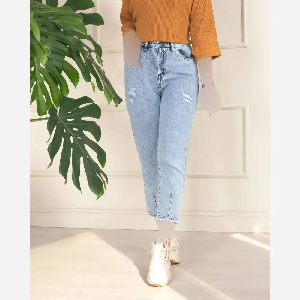 شلوار جین مام استایل زنانه جنس جین ترک قد 90 (2)