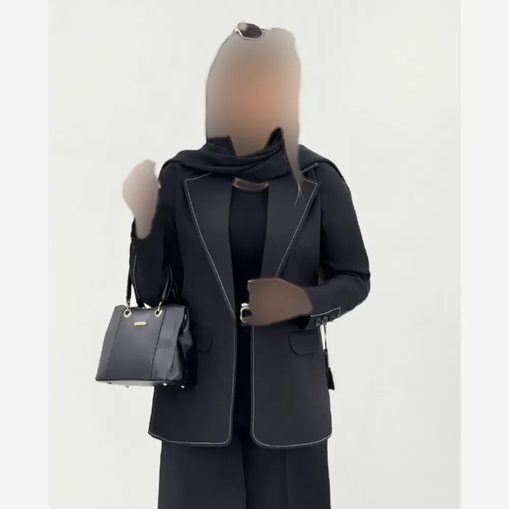 کت تک زنانه کرپ مازراتی مدل جیران با دوخت مزونی در دو رنگ مشکی و سفید