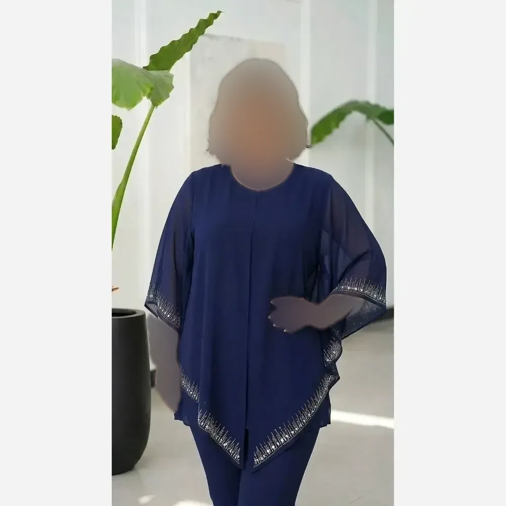 شومیز زنانه مدل لیندا سایز بزرگ 42 تا 54 جنس کرپ حریر و بوگاتی کشی نگیندار